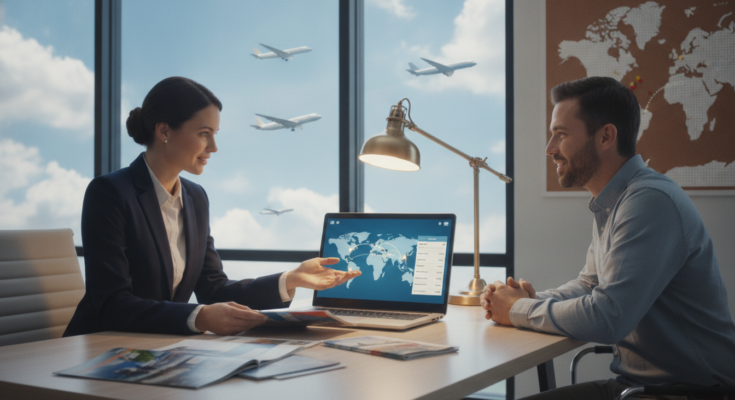 book flight with travel agent,